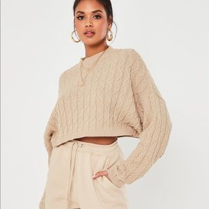 SOLD‼️Missguided Camel Batwing Crop Sweater